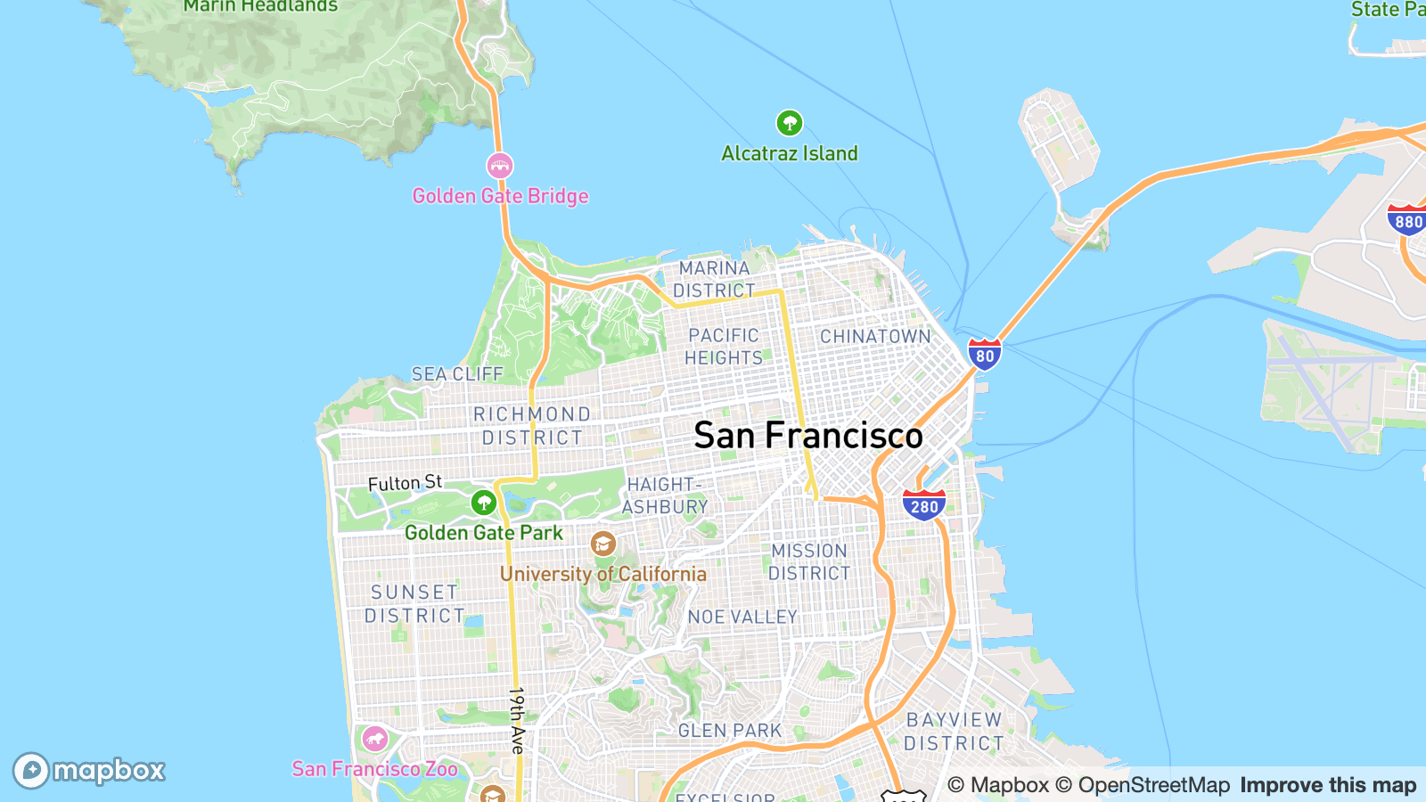 A map over parts of San Francisco